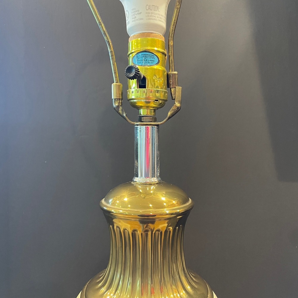 Alsy Vintage Table Lamp Brass Finish Ceramic Hollywood Regency Gold Cream Large - Picture 6 of 13
